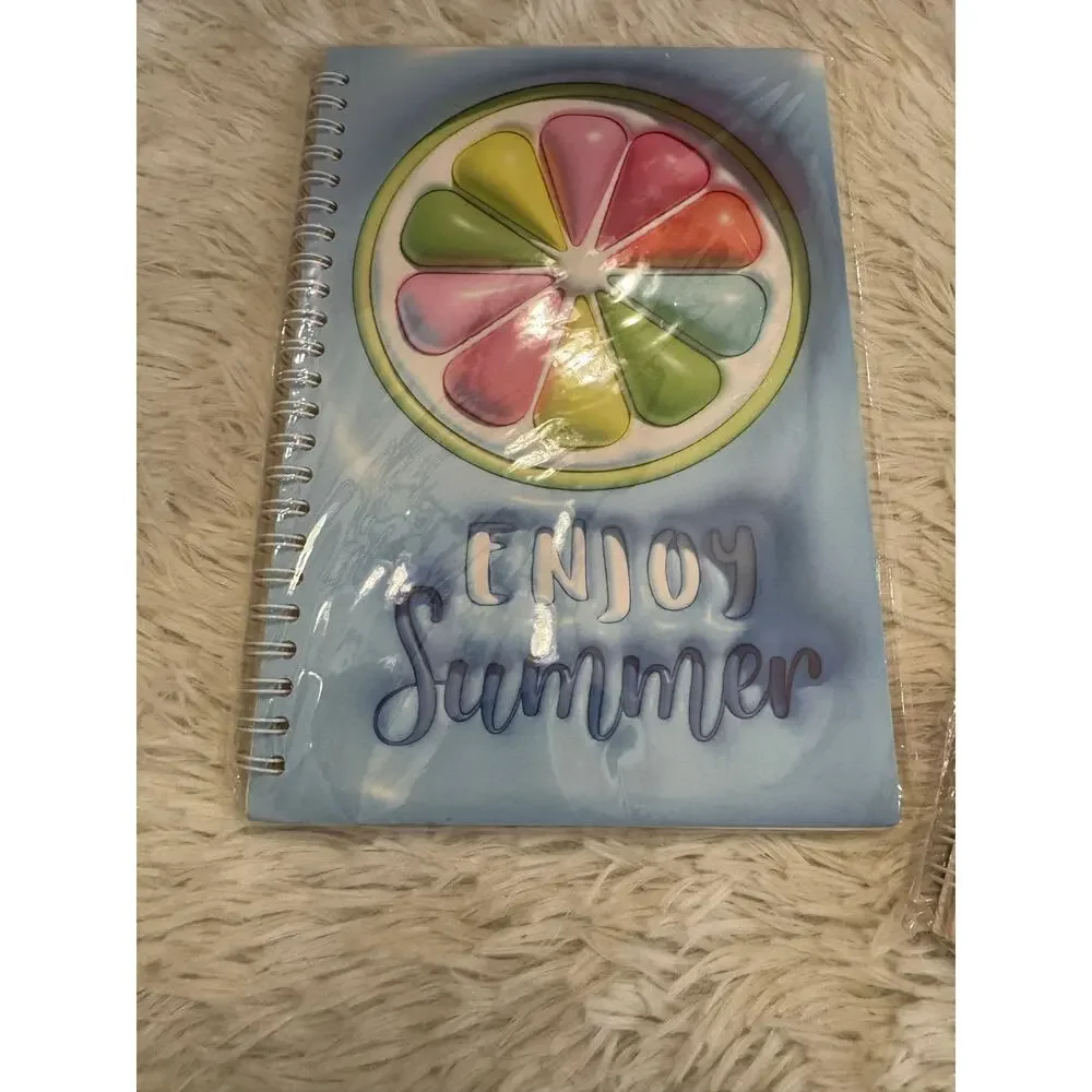 Summer themed spiral notebooks set with 'I ❤️ SUMMER' and a colorful lime